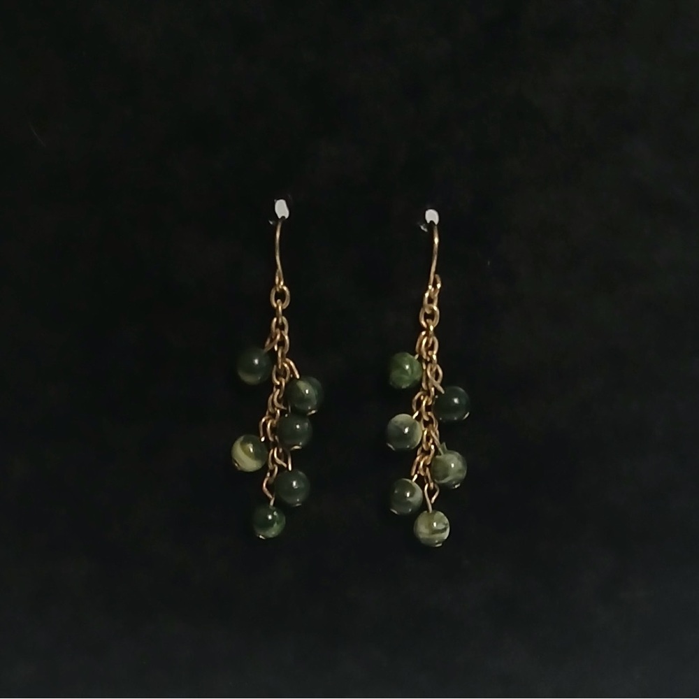 Elegant Gold and Green Dangle Earrings